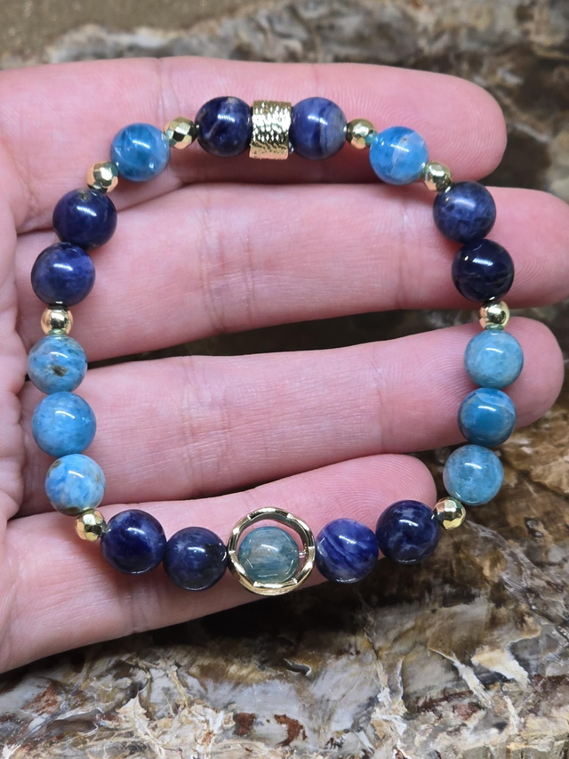 Bracelet Apatite et Sodalite en 0,8 cm