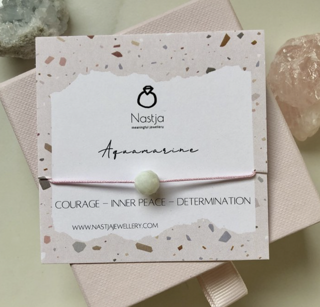 Bracelet de pierres précieuses - Aigue-marine&quot; Trop Tard &quot;