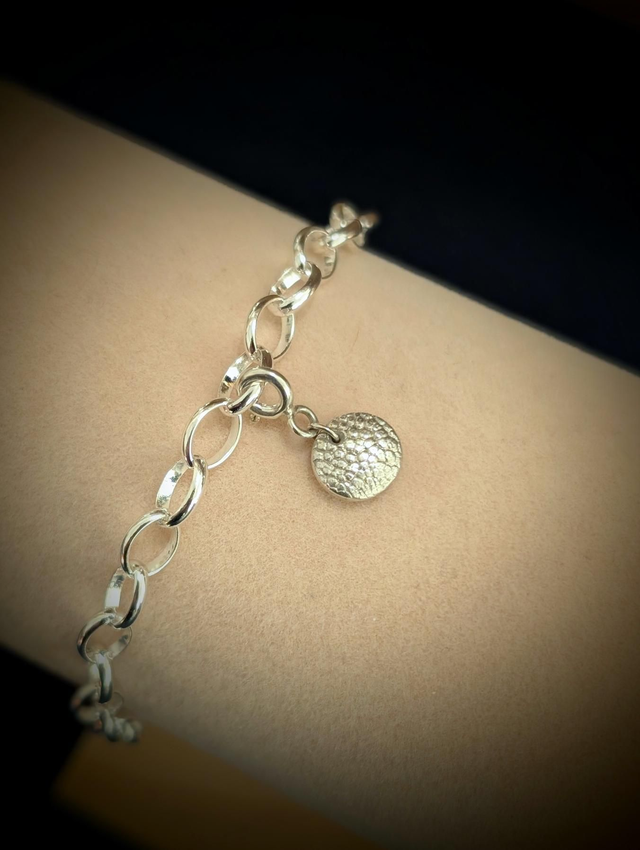 Pet Nose Print Bracelet, Sterling Silver Belcher Bracelet with Sterling Silver Charm