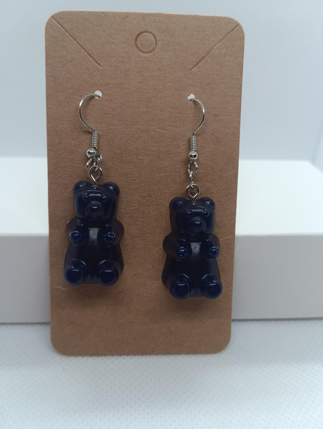 Boucle d'oreille bleu foncé 