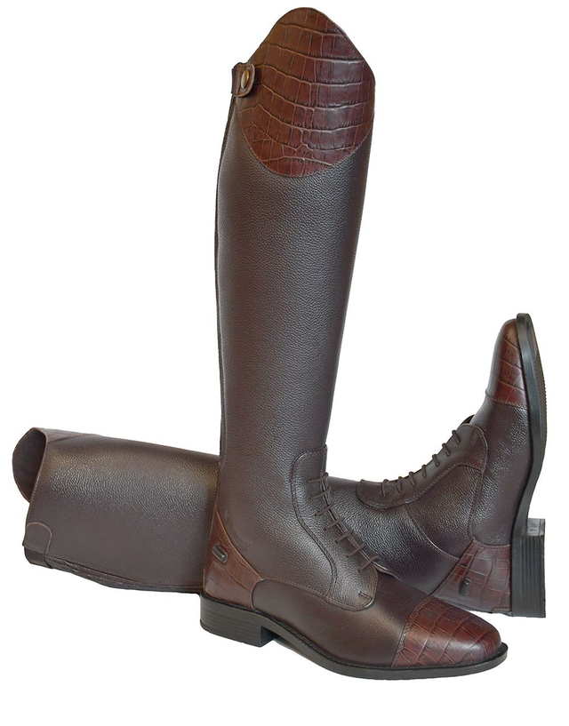 Rhinegold De-Luxe Leather Riding Boot with Mock Crock Trim