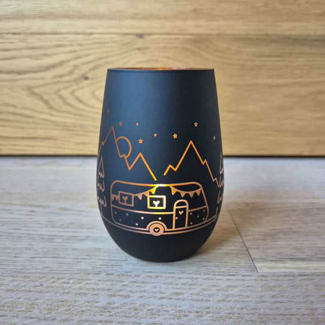 Teelichtglas, Camping Wohnwagen