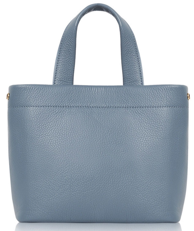 Denim Blue Italian Leather Handbag with shoulder strap