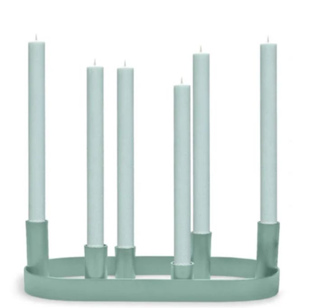 Oval Metal Candelabra in Opaline Green: 2