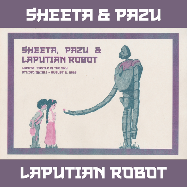 Sheeta, Pazu &amp; Laputian Robot - Risograph "Ghibli" Print