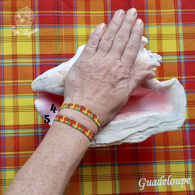 Madras Tissé (Étroit): Rouge / Jaune / Orange / Vert