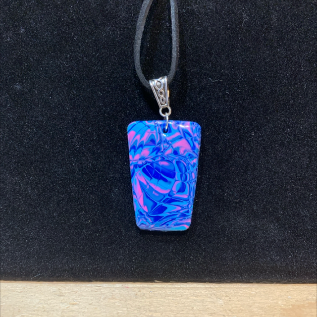 Blue Retro Polymer Clay Necklace 