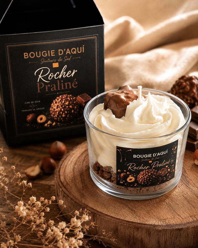 Bougie gourmande Rocher Praliné – 150 g