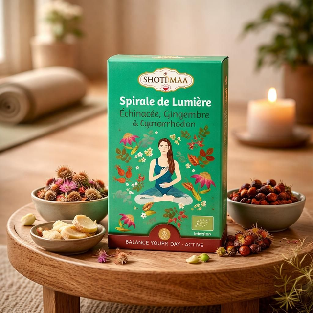 "Spirale de lumière" - Tisane bio - Échinacée, Gingembre, Cynorrhodon