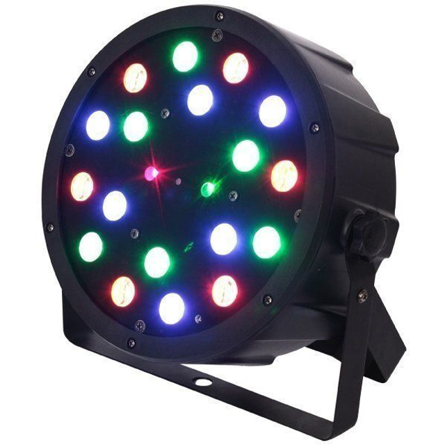 Projecteur 2-en-1 PAR à LED 18x1W RGB + laser multipoints rouge et vert 