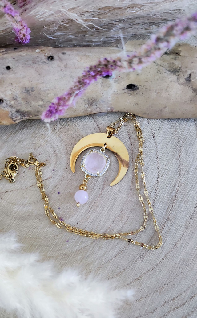 Collier "Astral" Quartz rose