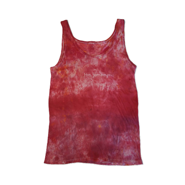 pink tie dye top "hrt femboy" size L