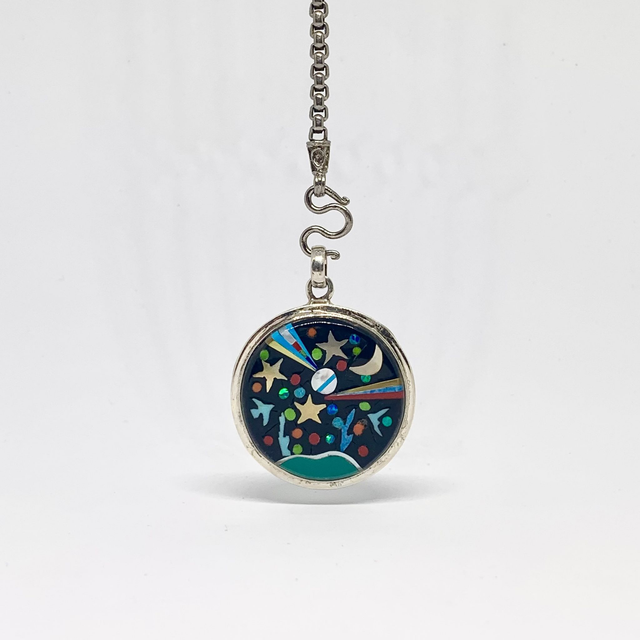 Pendentif Galaxy NOCTURNE MARIN argent massif et pierres naturelles