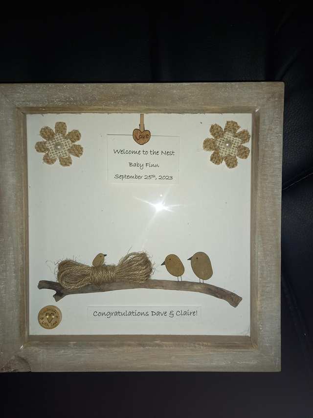Irish, Hand Crafted, Personalised New Baby Pebble Art Gift 