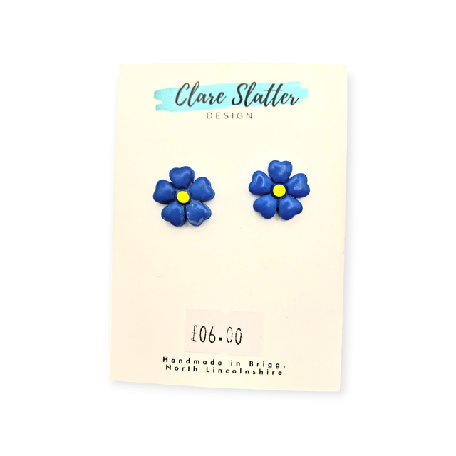 Blue flower studs  