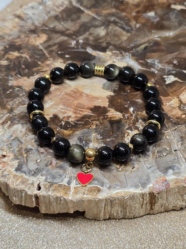 Bracelet Obsidienne œil céleste en 0,8 cm 
