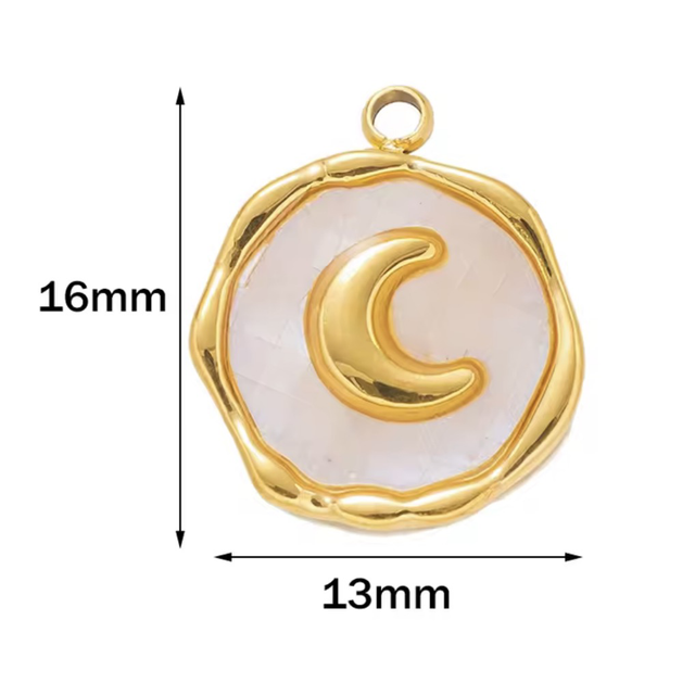 Charm luna madreperla base gold 