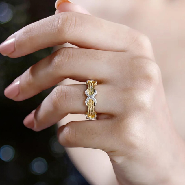 Platinum & 18K Yellow Gold Overlay Ring.