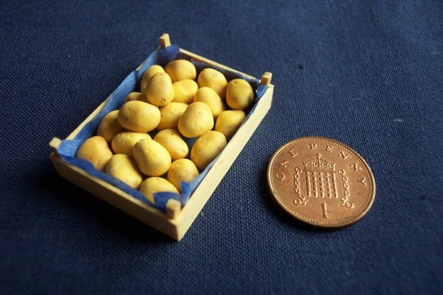 Potatoes in Wooden Crate