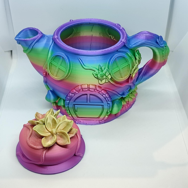 Teapot Container, Fairy Teapot, Whimsical Tea Storage, Fairy Decor, Container for tea, Fantasy Teapot, Unique Storage Container, 3D Printed Fairy Teapot Container
