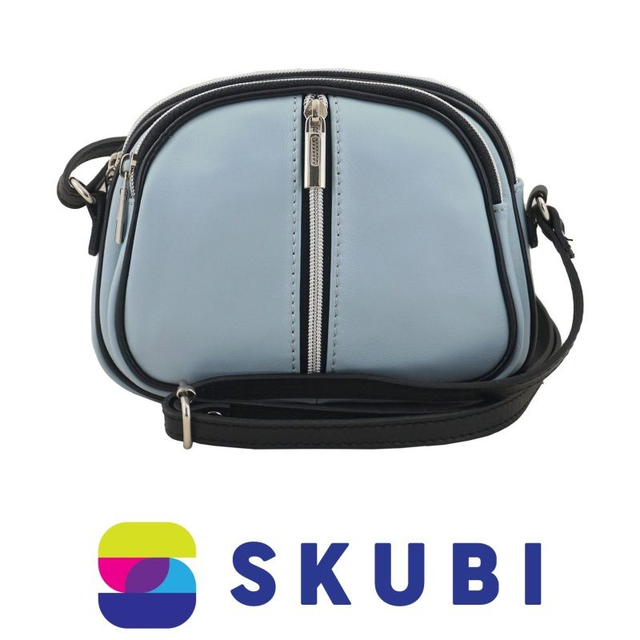 Vera Pelle K53 Dámská kožená crossbody kabelka nebesky modrá