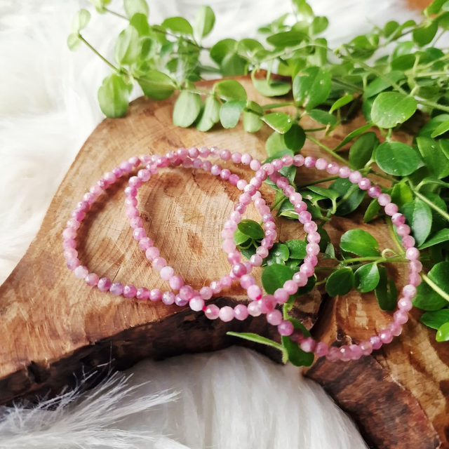 Pink Tourmaline beaded bracelet 