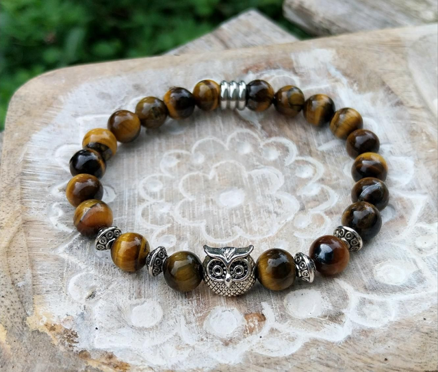 Bracelet "hibou" en Oeil de tigre 
