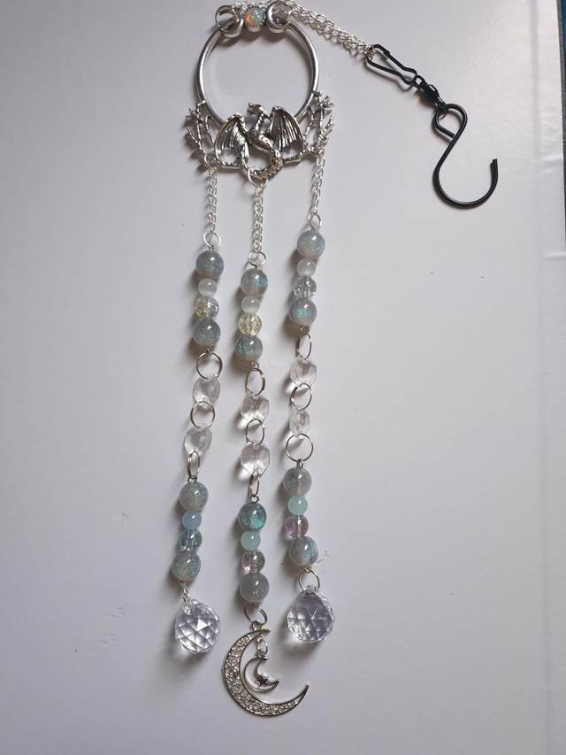 Suncatcher  - Dragon 3 Strand Grey Moon Charm