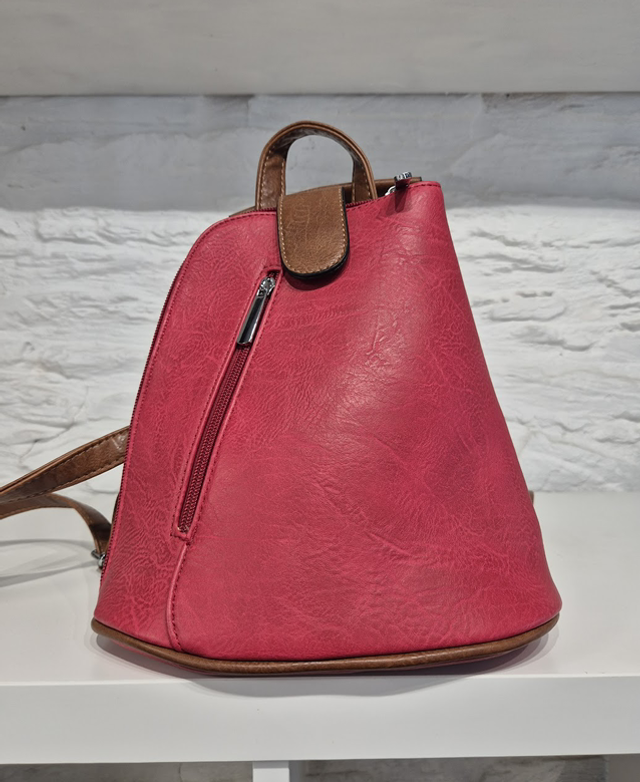 Convertible Backpack / Crossbody Bag with Adjustable Straps – Red