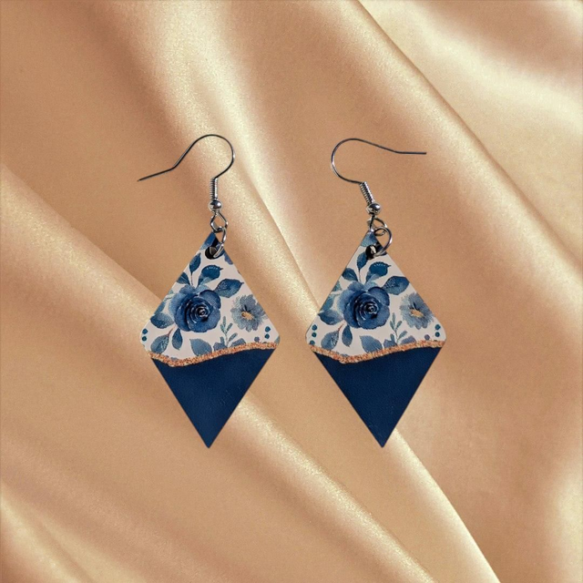 N°66 Boucles d'oreilles losange fantaisie hypoallergénique 