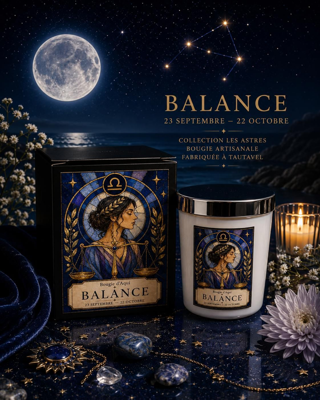 Bougie Zodiaque Balance – Cachemire &amp; Soie – 160 g