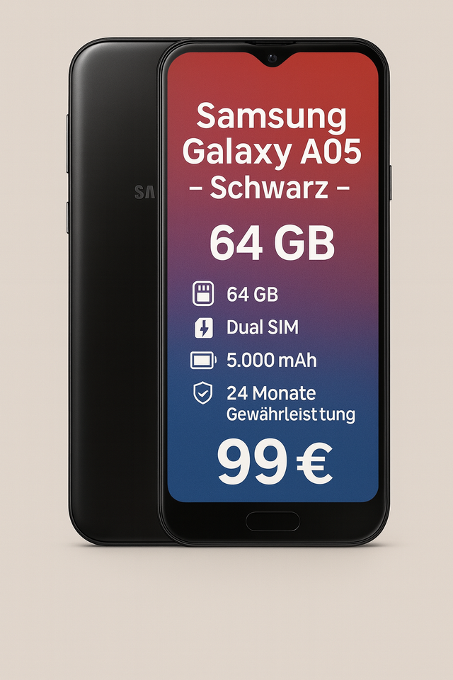 Samsung Galaxy A05 – 64 GB – Schwarz NEU