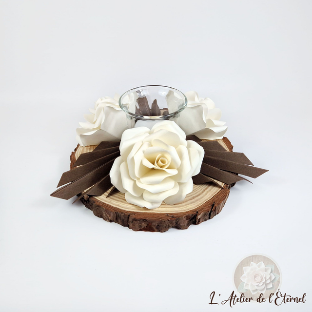 Photophore sur rondin en bois