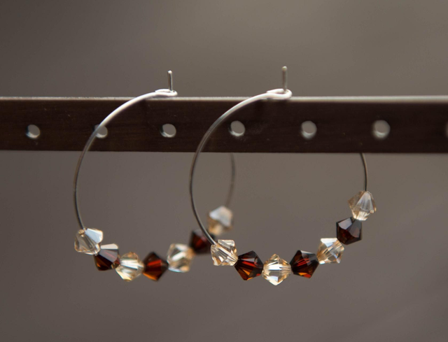 Créoles cristal ambre marron 