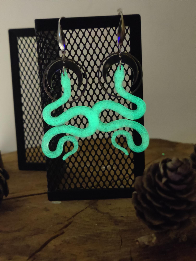 Boucles d&#039;oreilles Serpent Phosphorescent en Acier inoxydable 