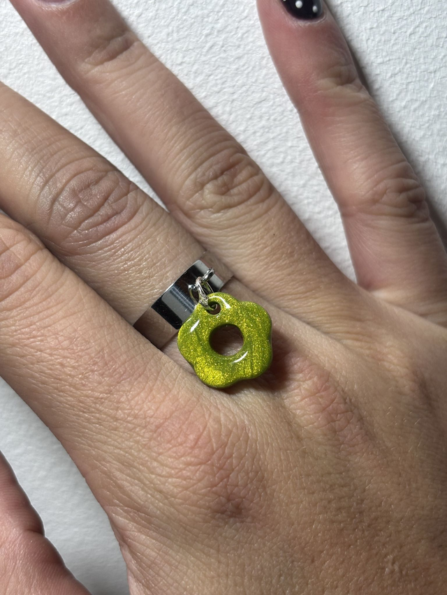 Argent 6mm Pampille Kaki Pailleté