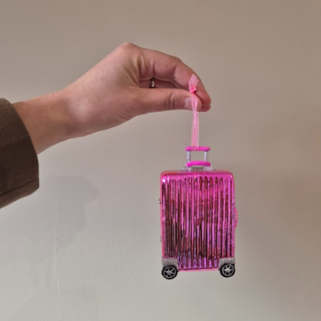 Kersthanger glas koffer