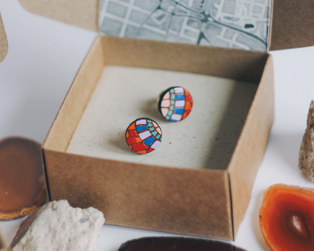 Kolczyki sztyfty z mozaiką