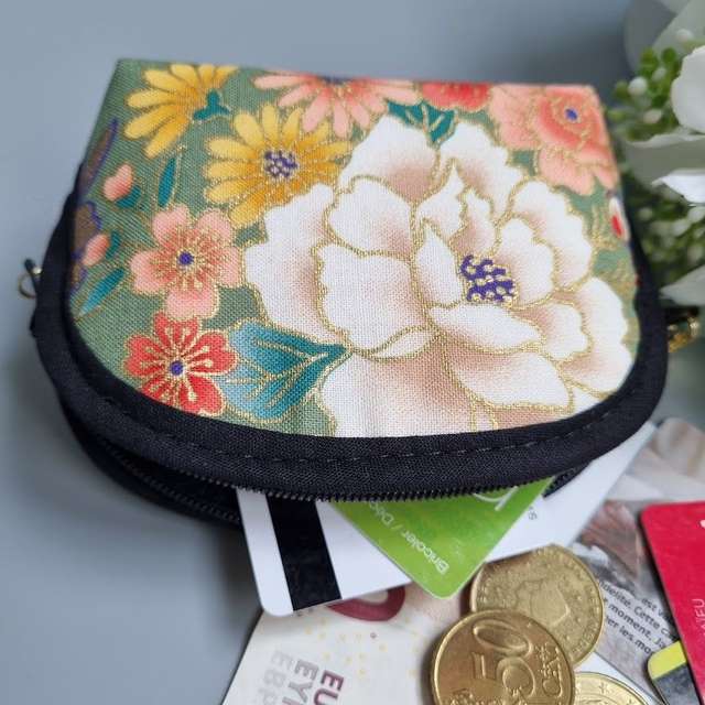 Porte-monnaie arrondi "Kanako" vert