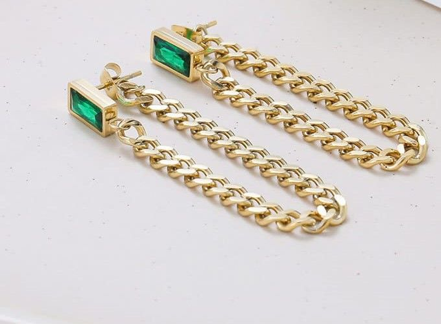 Gold Rich Emerald Earrings