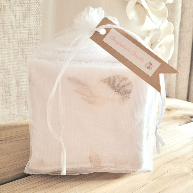 Lingettes lavables tissu éponge &quot;mésange&quot;
