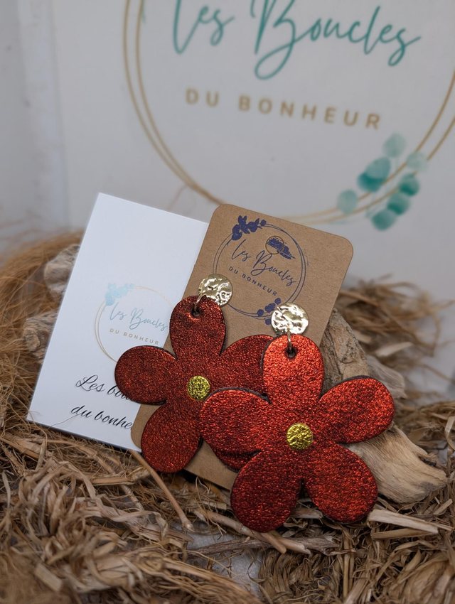 Boucles d'oreilles marguerite cuivré m663