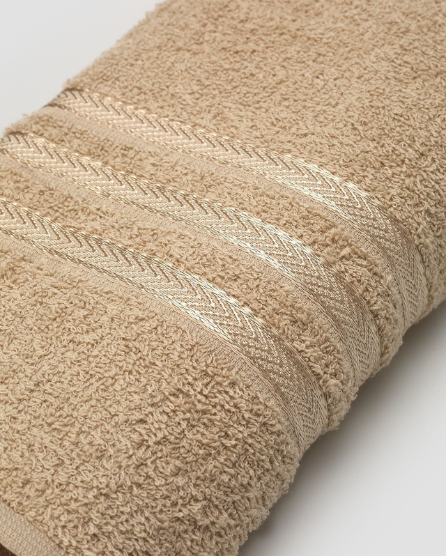 Toalha de banho Priori barra jacquard - Bege Claro 