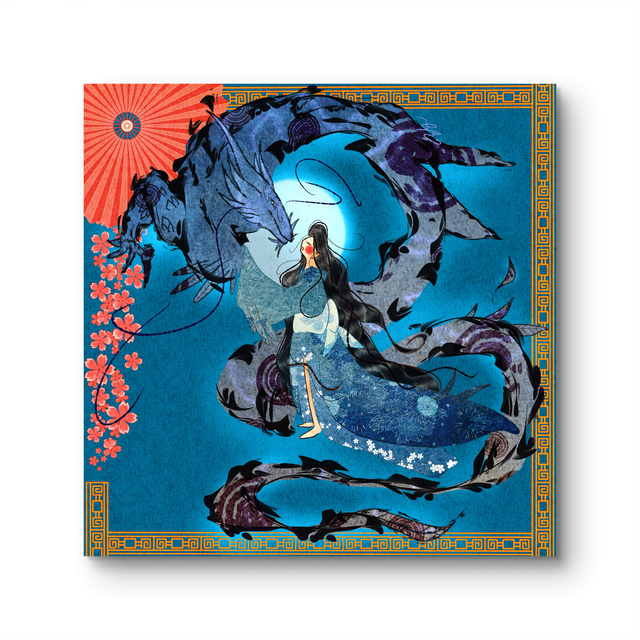 Carte Carrée Dragon Bleu - version nuit