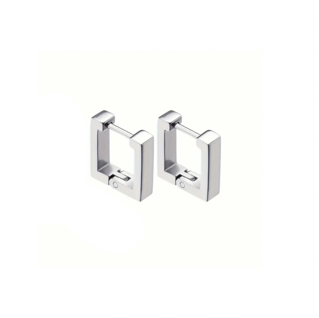 Square hoop huggies - silver