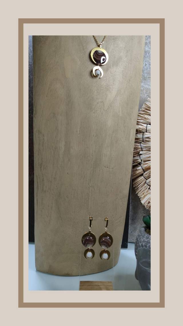 Parure fausse Agathe marron lune 