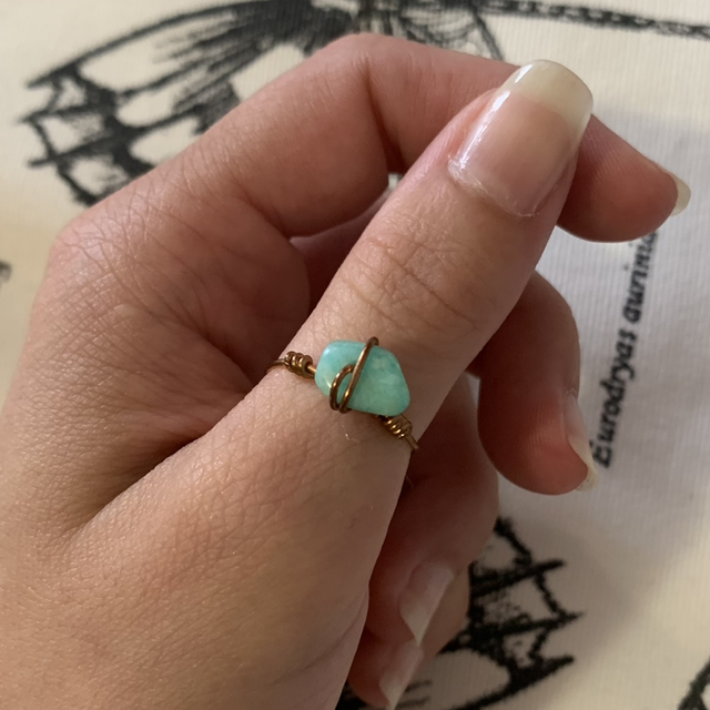 Bague Cuivre et Amazonite T49