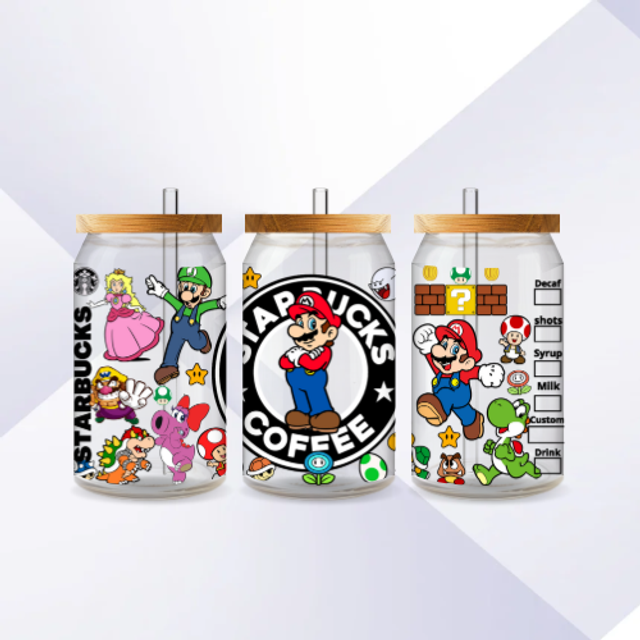 Verre canette givré Mario 