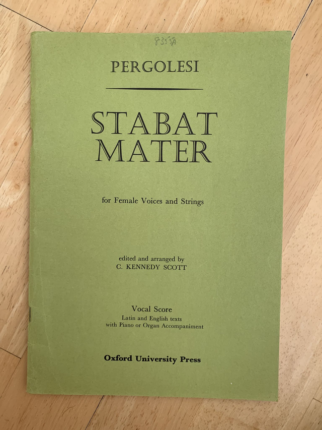 Stabat Mater for female voices &amp; strings Pergolesi Latin &amp; English