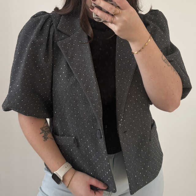 Grijze glitter blazer 